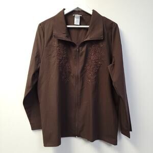 Bonworth Zip Jacket Size M Brown Long Sleeve Light Weight Lechute Fabric Travel​